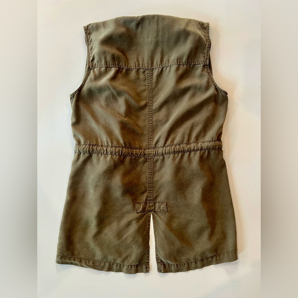 Anthropology Boho Utility Vest Army Olive Green Cinched Waist Flowy Neck - Picture 4 of 12